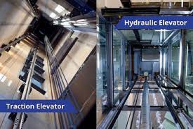 Key distinctions between a hydraulic elevator and a traction elevator